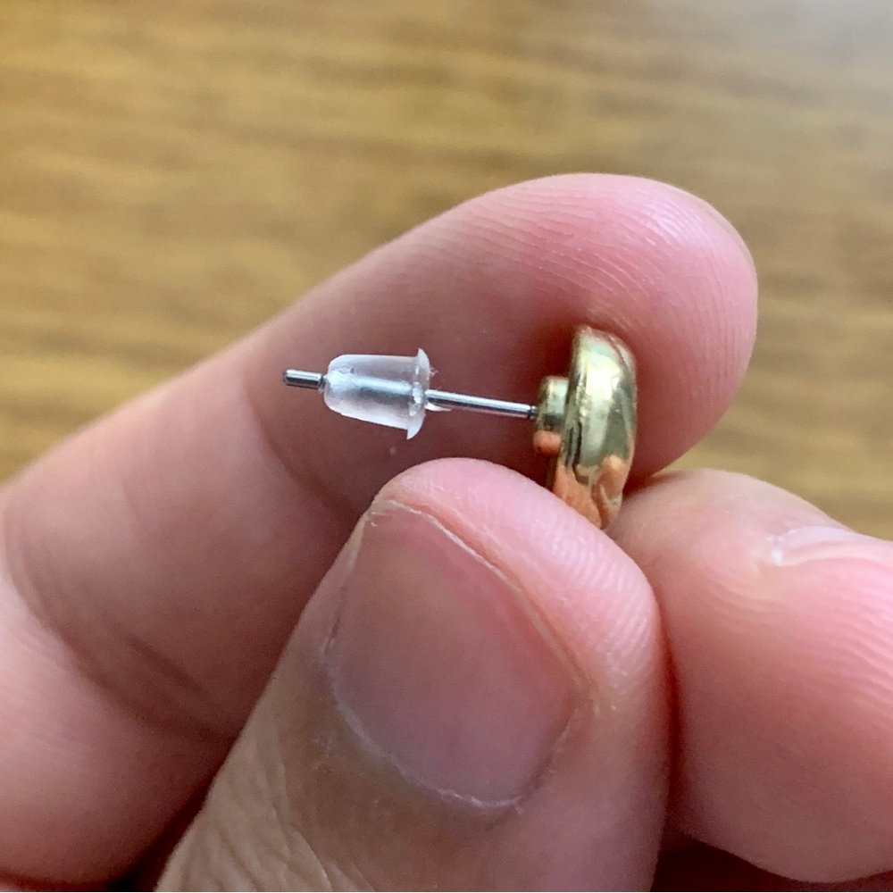 Gold Love Knot Stud Earrings - Picture 5 of 8